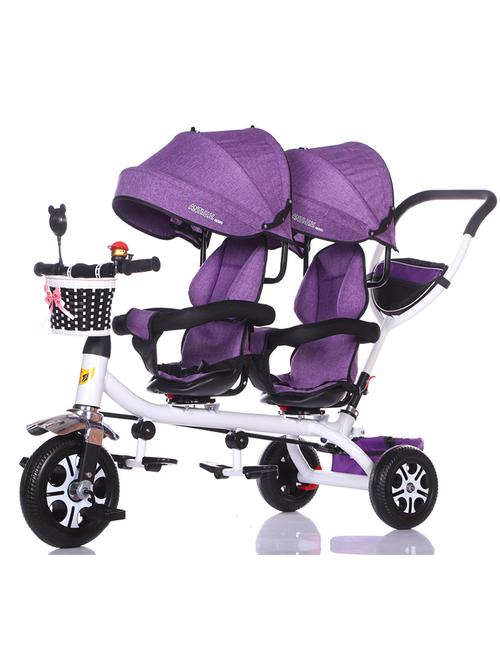 儿童三轮车双人脚踏车双胞胎婴儿手推车宝宝轻便推车小孩玩具童车